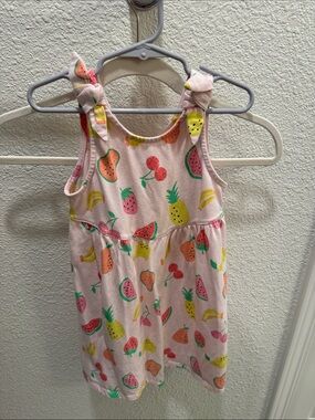 Garanimals Pink Fruit Print Knot-Shoulder Casual Dress